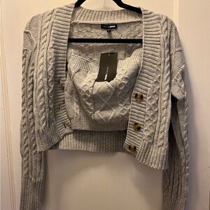 Fashion Nova Gray Cable Knit Sweater